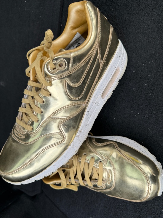 Nike Shoes - Nike iD Air Max 1 Liquid Gold Ladies Sneakers, Size 10